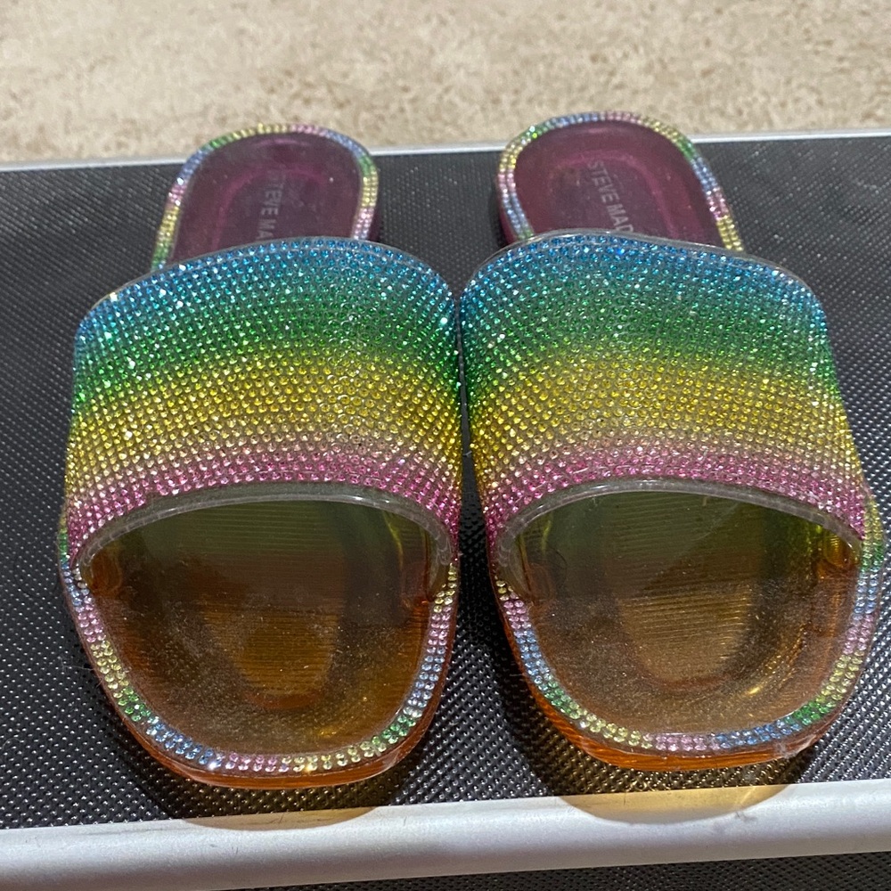 Steve Madden Multicolor Rhinestone Slide Sandals